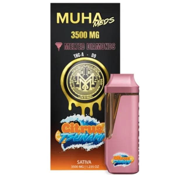 Muha Meds 3.5g Citrus Tsunami Disposable Vape Pen rechargeable with sleek design